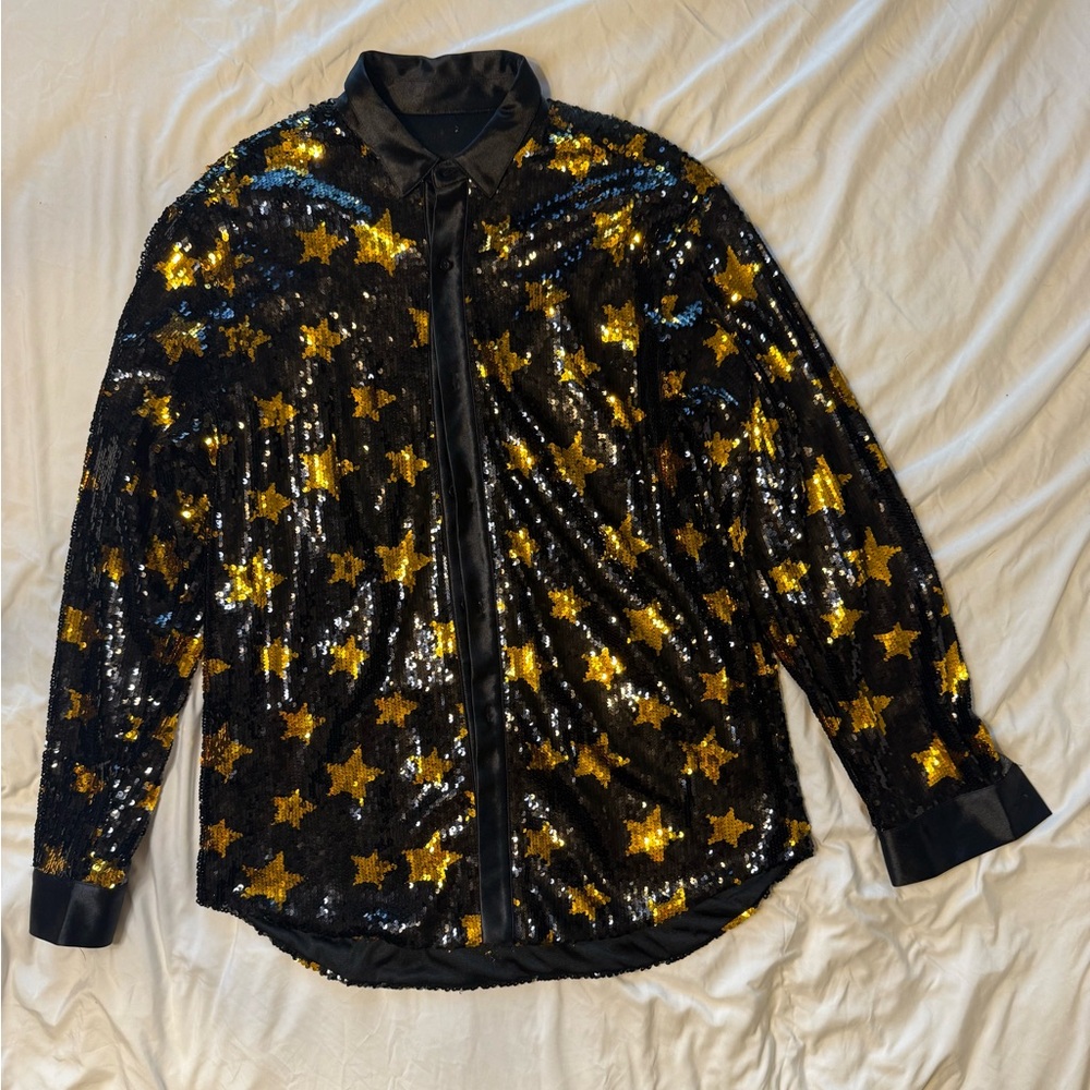 Black and Gold Sequin Star Shirt